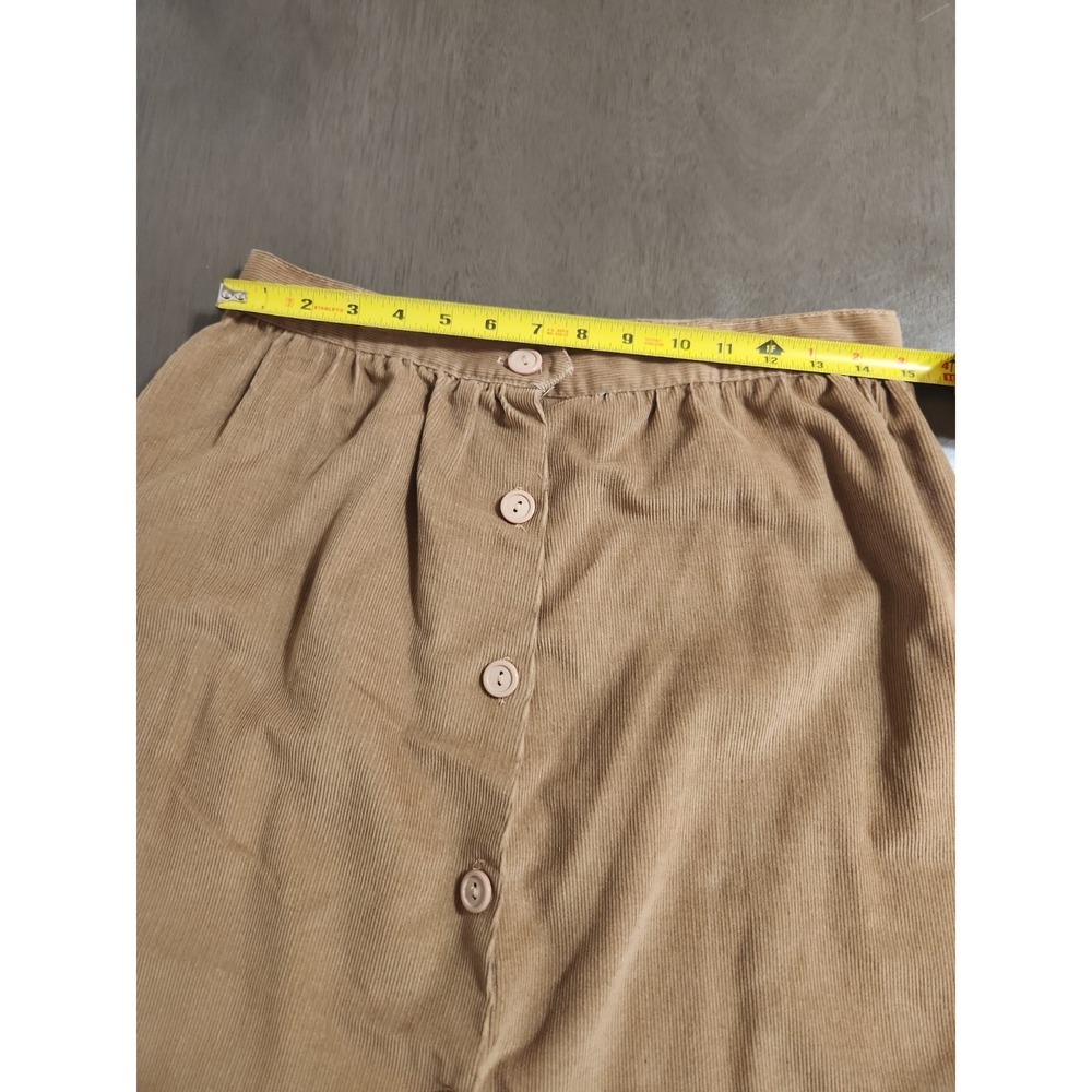 Vtg Brown‎ Corduroy Midi Skirt Button Front Made USA Minimal Academia Casual - Picture 6 of 13